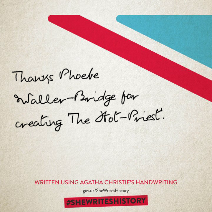 Thanks Phoebe Waller-Bridge for creating 'The Hot-Priest'. Written using Agatha Christie's handwriting